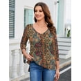thumbnail image 5 of Zeagoo Women's Blouse 3/4 Length Sleeve V Neck Dressy Floral Tunic Top Soft Lightweight Summer Tees Business Casual Work Tops, 5 of 7