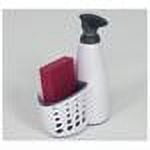 Casabella Sink Siderâ¢ Soap Dispenser with Sponge, Versatile Tool, Storage Capabilities, Use in Kitchen or Bathroom, White/Grey