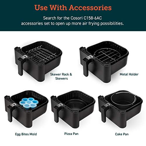 Cosori Air Fryer Accessories, Replacement 5.8QT Original Basket for Cosori CP358-AF, CS358-AF Air Fryers, Non-Stick, Dishwasher-Safe, CAF-P582B, Black