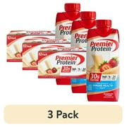 (3 pack) Premier Protein Shake, Strawberries & Cream, 30g Protein, 11 Fl Oz, 12 Ct