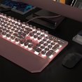 thumbnail image 3 of MageGee Clavier de Jeu Mécanique pour Machine à Écrire, Claviers Filaires Rétro Rose Punk à Touches Rondes avec DEL Rétroéclairées Blanches et Repose-Poignet Détachable pour Jeu et Bureau, 3 of 8