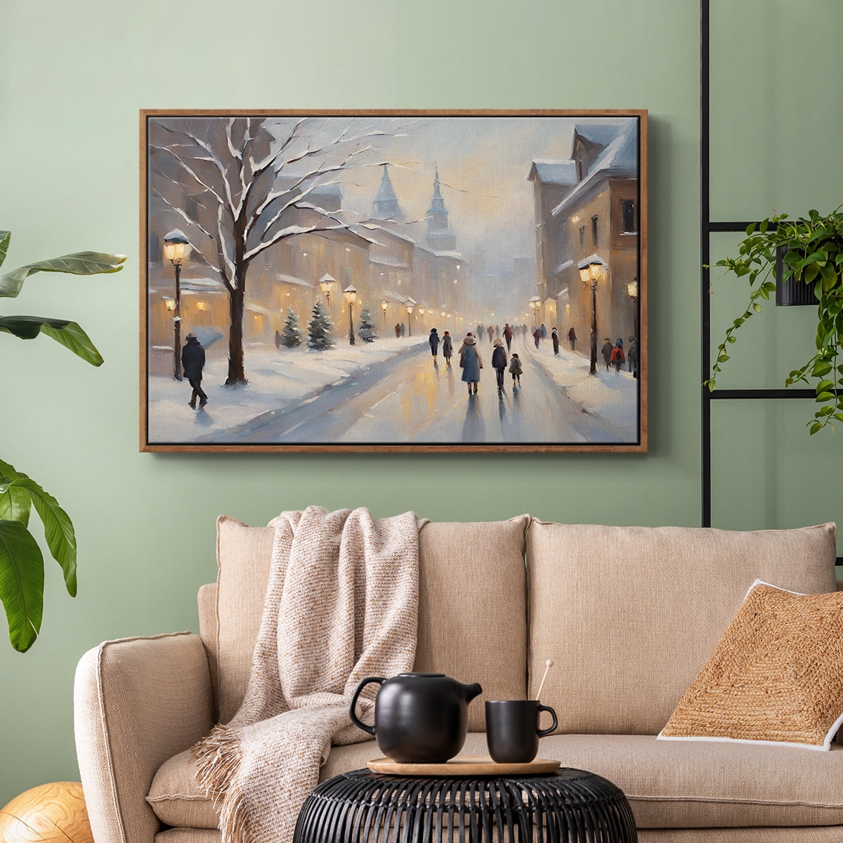 Vintage Landscape-CCXIV By Wexford Home Framed in Walnut Wood Gallery Wrapped Canvas 17 in. x 25 in.