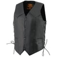 thumbnail image 5 of Milwaukee Leather LKM3731 Men's Black Leather Classic Side Lace V-Neck Motorcycle Rider Vest w/ Front Snap Closure 50, 5 of 6