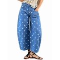 thumbnail image 2 of Women'S Polka-Dot Print High-Waist Seamed Wide-Leg Cropped Casual Pants Lake Blue M, 2 of 9