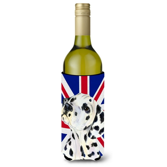 Carolines Treasures SS4934LITERK Dalmatian with English Union Jack British Flag Wine Bottle Hugger Wine Bottle