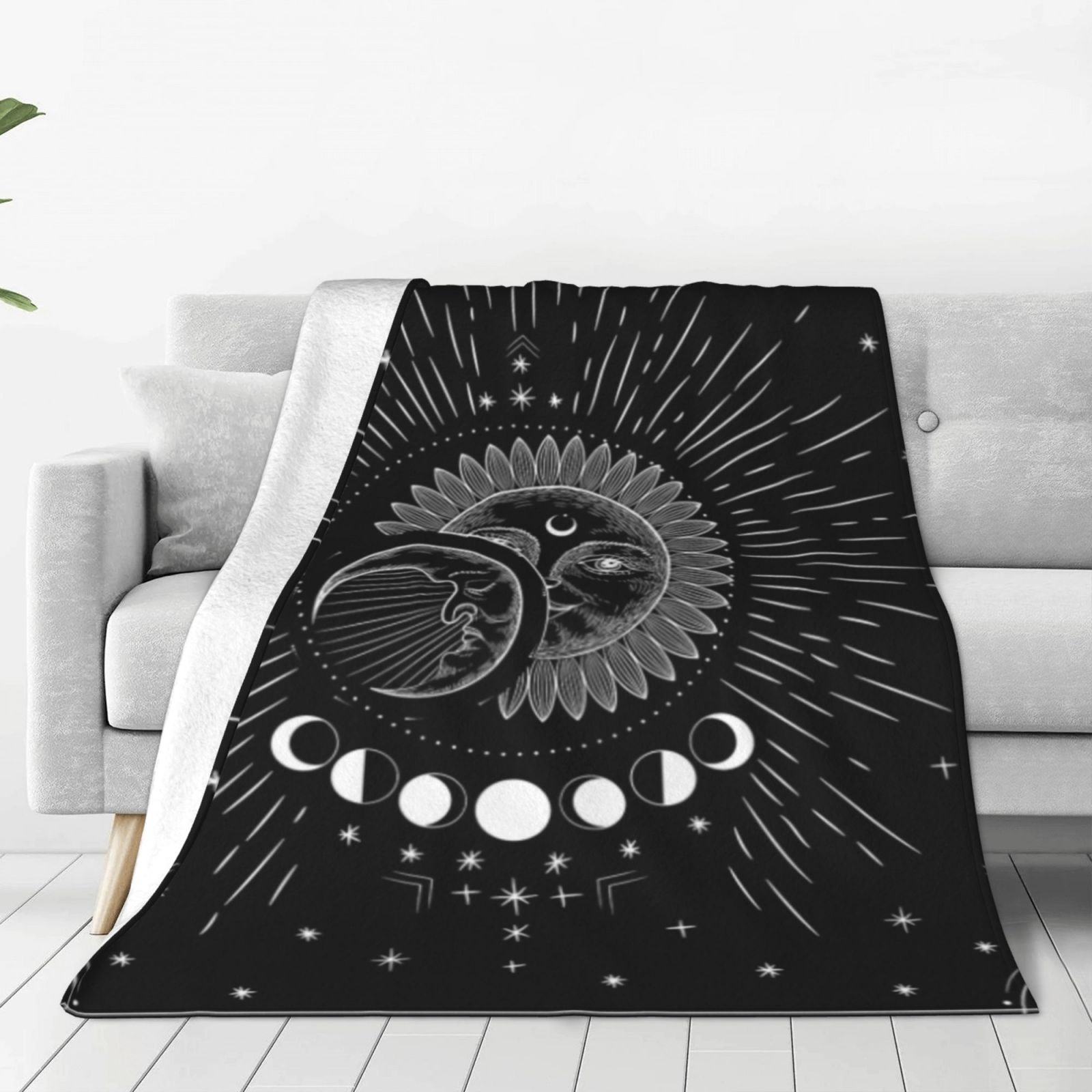 Sun Moon Blanket Stars Space Psychedelic Print Throw Blanket for