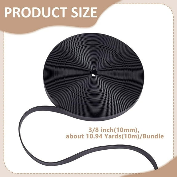 10.94 Yards Fold Over Faux Leather Trim 3/8 Inch(1cm) Wide Black Foldover Leather Strap Flat Leather Cord String PU Leatherette Strips Trim Ribbon for DIY Crafts Making
