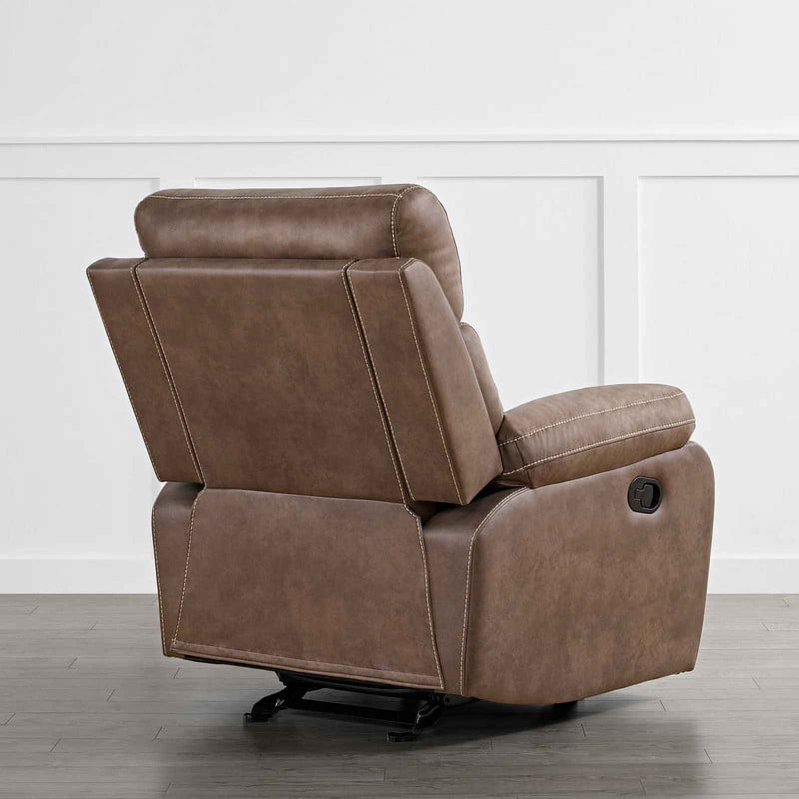 CHITA Polyfoam Wood Living Room Hassle Free Rocker Recliner Chair Saddle Brown