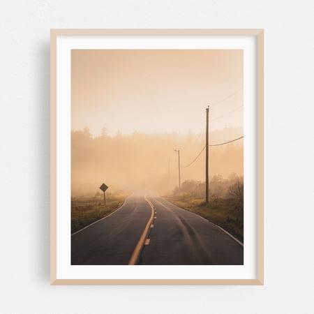 Foggy Lubec - Lubec Maine Photography Oak Framed Wall Art Print 24 x 30 inches