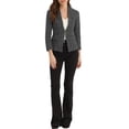 thumbnail image 2 of INSPIRE CHIC Women's Christmas Plaid Tweed Blazer Long Sleeve Open Front Work Office Jackets S Black, 2 of 6