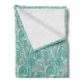 thumbnail image 2 of Teal Soft Flannel Fleece Throw Blanket, Classical Lace Style Pattern with Romantic Feminine Elements Inspired Artwork Print, Cozy Plush for Indoor and Outdoor Use, 60" x 80", Teal Beige, by Ambesonne, 2 of 5