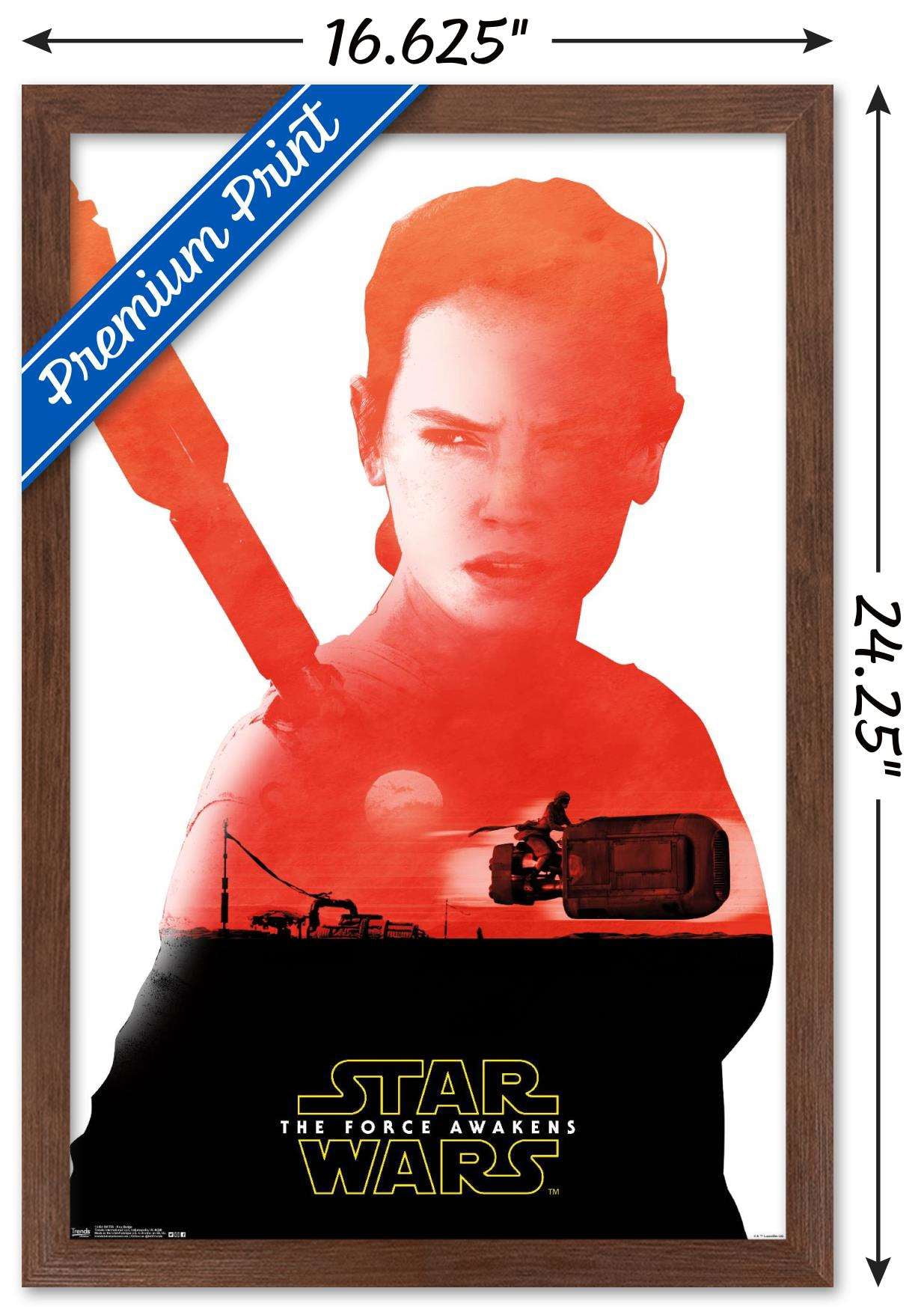 Star Wars: The Force Awakens - Rey Badge Wall Poster, 14.725" x 22.375", Framed