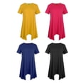 thumbnail image 3 of Camiseta de para Mujer con Cuello en V Flojo, Básica Azul real, 3 of 9