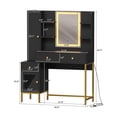 thumbnail image 2 of Makeup Vanity and Stool – White Vanity Desk with 3-Color LED Lights, Charging Station & Display Cabinet, 2 of 5