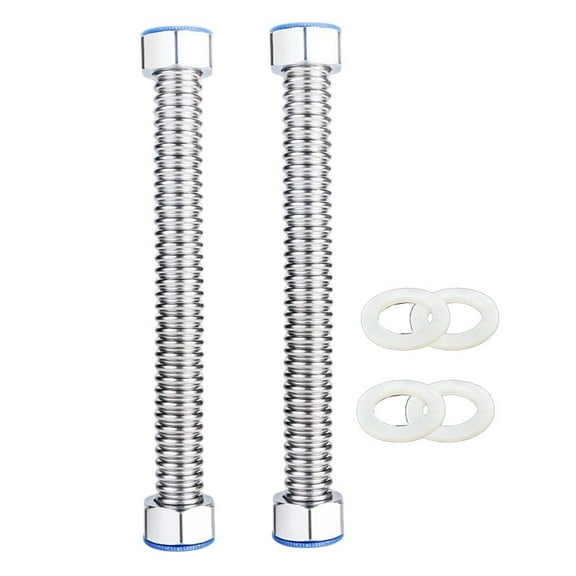 2Pc 3/4 Inch 1 M Flexible Stainless Steel Corrugated Water Heat Connector Hose