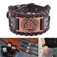 thumbnail image 3 of retro Triangle Trendy Charm Bracelet Punk Cuerda PU Rojo Cobre Zulema pulsera de tótem vikingo, 3 of 8