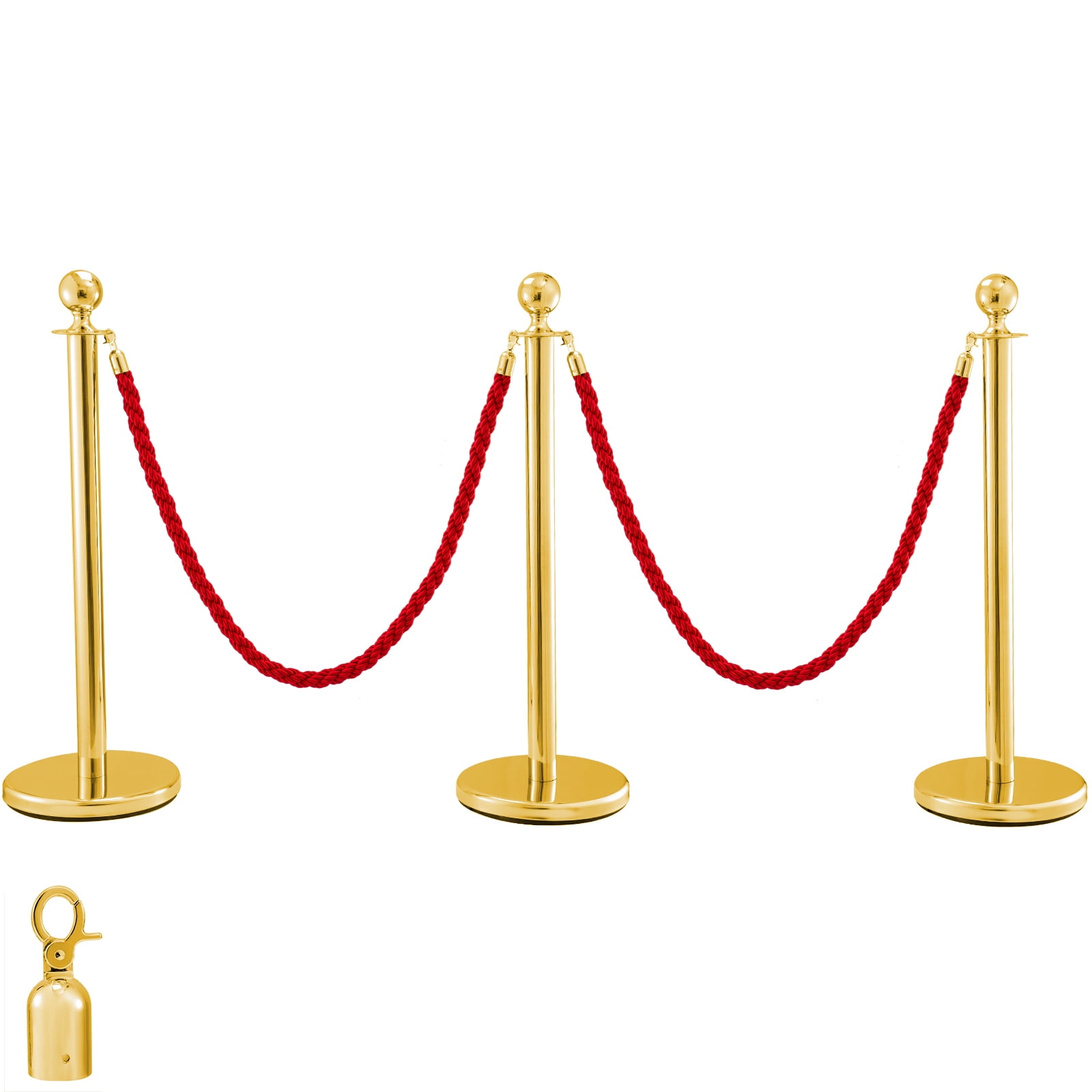 1x 1.5m Rope 1x 1.5m Rope 2x Gold/Sliver Heavy Duty Crowd Control Barrier 
