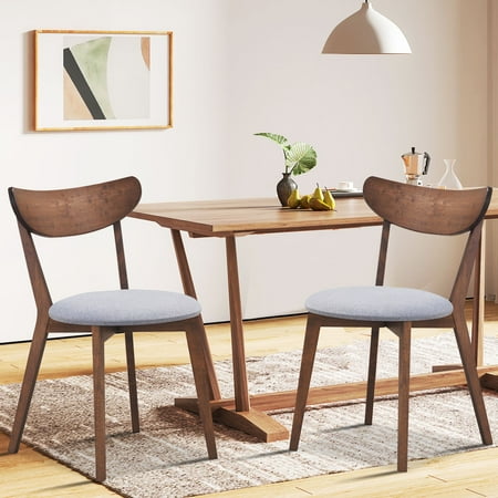 Set of 2 Dining Chair Upholstered Curved Back Side Chair with Solid