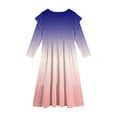 thumbnail image 4 of Abcomgle Girls Long Sleeve Dresses 8-9 Casual A-Line Ruffle Long Sleeve Girls Long Dresses Gradient Crew Neck Sundresses Tiered Dresses with Pockets,Royal Blue, 4 of 5