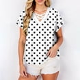 thumbnail image 5 of Aimik Women's Casual Random Polka-Dot Print T-Shirt with V-Neck and Short Sleeve Cross-Neckline Summer Summer Top, 5 of 6