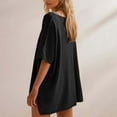 thumbnail image 5 of Breezora Oversized Cotton Tee for Women Soft Breathable Short Sleeve Crewneck Tshirt Trendy Relaxed Fit Summer Essential Top L Size Black, 5 of 5