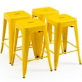 thumbnail image 6 of Stackable Metal Bar Stools Set of 4, Counter Height Bar Stools 24 Inches Industrial Bar Chairs Patio Stool, Backless Stool Indoor Outdoor Classroom Kitchen Stools Bar Chairs(Yellow), 6 of 8