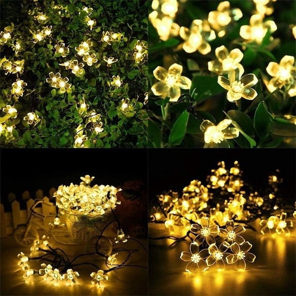 Solar Flower String Lights, Garden Decor Cherry Blossoms Solar Fairy Light,LED Outdoor Waterproof String Lights for Tree, Home, Garden, Wedding, Patio, Party Decorations,A