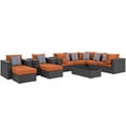 thumbnail image 1 of Modern Contemporary Urban Design Outdoor Patio Balcony Ten PCS Sectional Sofa Set, Orange, Rattan, 1 of 7