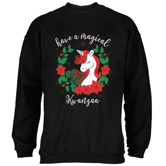 Have a Magical Kwanzaa Unicorn Mens Sweatshirt Black 2XL