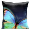 Lama Kasso 542 Large Butterfly on a Dark Blue Transitioning to Black Background 18 in. Square Satin Pillow