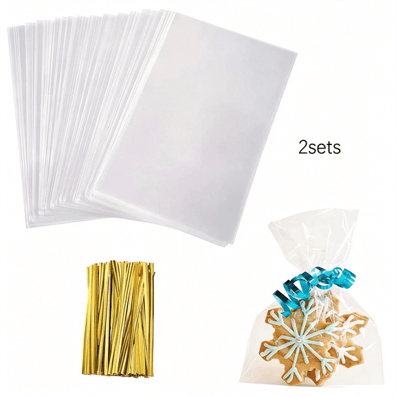 CCOCC 200 Pack Clear Cellophane Bags for Favors - Transparent Goodie Bags,4X9 ",Clear,Plastic,Resealable,Opp Material,Twist Tie Closure Versatile 4X6 Bags