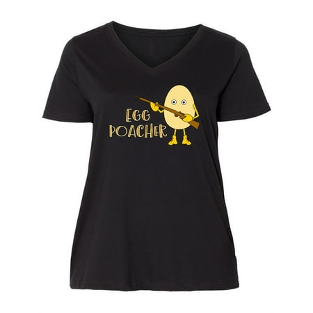 

Inktastic Egg Poacher Funny Food and Hunting Light Women s Plus Size V-Neck