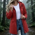 thumbnail image 2 of vdgthytj Rain Jacket Women Long Sleeve Full Zip Waterproof Elastic Waist Hooded Jackets Fall Outdoor Hiking Travel Outerwear with Pockets(XX-Large,Red), 2 of 8