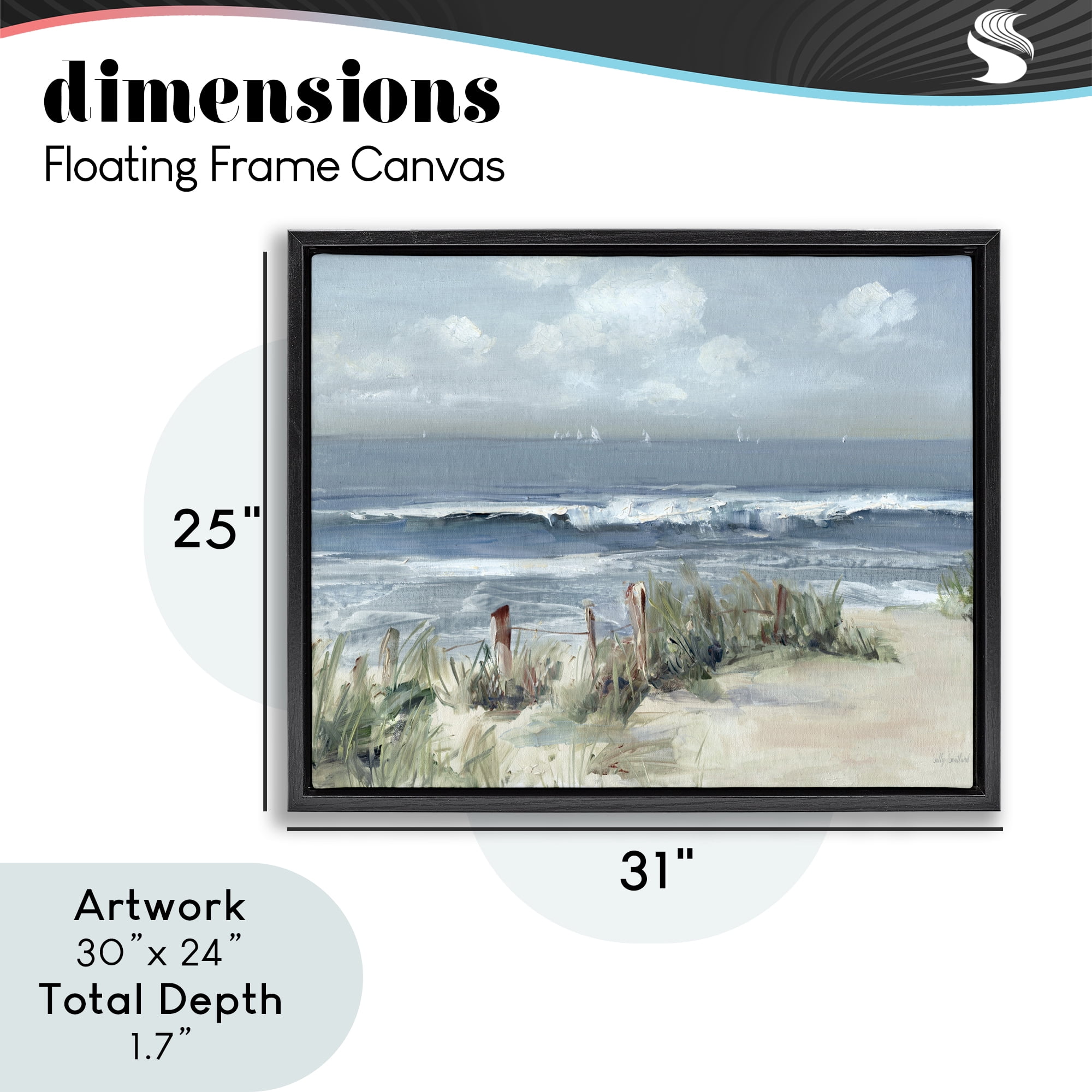 Stupell Industries Brushed Expression of Coast Black Framed Floater Canvas Wall Art, design by Sally Swatland