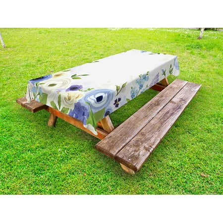 

Garden Art Outdoor Tablecloth Romantic Natural Floral Frame Design with Roses Peonies and Fresh Spring Leaves Decorative Washable Fabric Picnic Table Cloth 58 X 84 Inches Multicolor by Ambesonne
