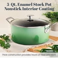 thumbnail image 2 of Granite Stone 5qt Stock Pot Non-stick Gradient Pasta Pot with Glass Lid, Green, 2 of 7