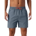 thumbnail image 1 of INSPIRAR CHIC Pantalones Cortos de Playa para Hombre de Verano con Cintura Elástica y Cordón, Forro de Malla, 30 Gris, 1 of 5