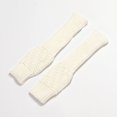 thumbnail image 4 of Women Autumn And Winter Solid Color Knit Pattern Half Finger Gloves, 4 of 6