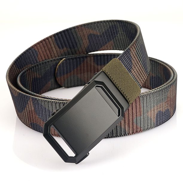 Cinturón de nailon con hebilla automática informal para hombre Cinturón interior resistente y duradero Cinturón liso Proporciona un ajuste cómodo