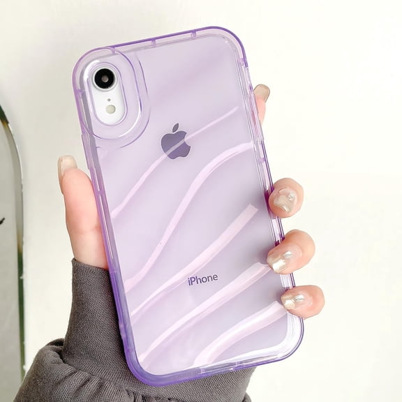 Case for iPhone SE/7/8, Cute Curly Wave Water Ripple Shape Protection Cover Shockproof Phone Case for Women Girls for iPhone 7/8/SE 2022/2020 4.7 inch (Purple)
