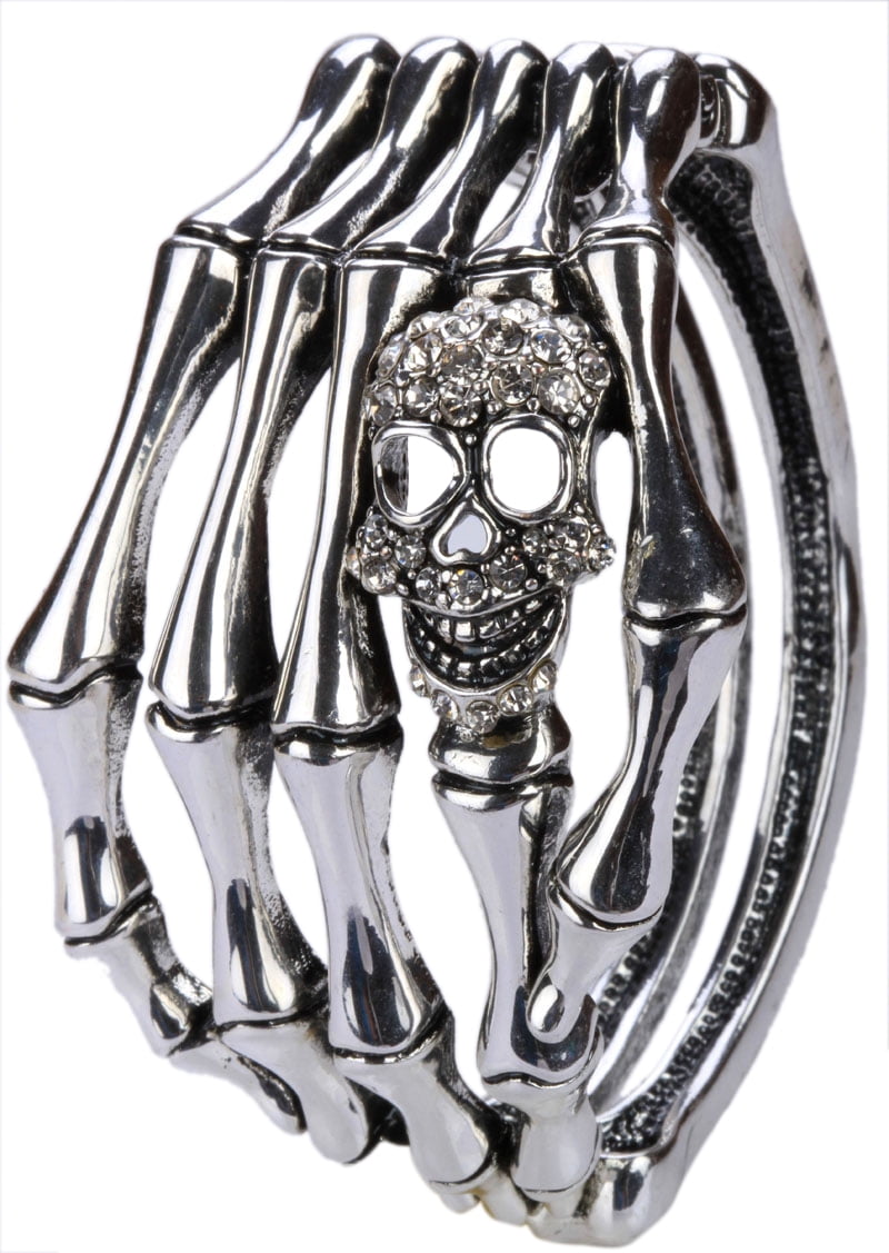 Skeleton Hand Bones Moving Joints 5 Finger Bracelet Ring - Silver Tone |  eBay