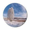 thumbnail image 1 of Nature Mouse Pad for Computers, Winter Landscape with Snowy Foliage and Tree Icy Frozen Lands Panorama, Round Non-Slip Thick Rubber Modern Mousepad, 8" Round, Turquoise Avocado Green, by Ambesonne, 1 of 2