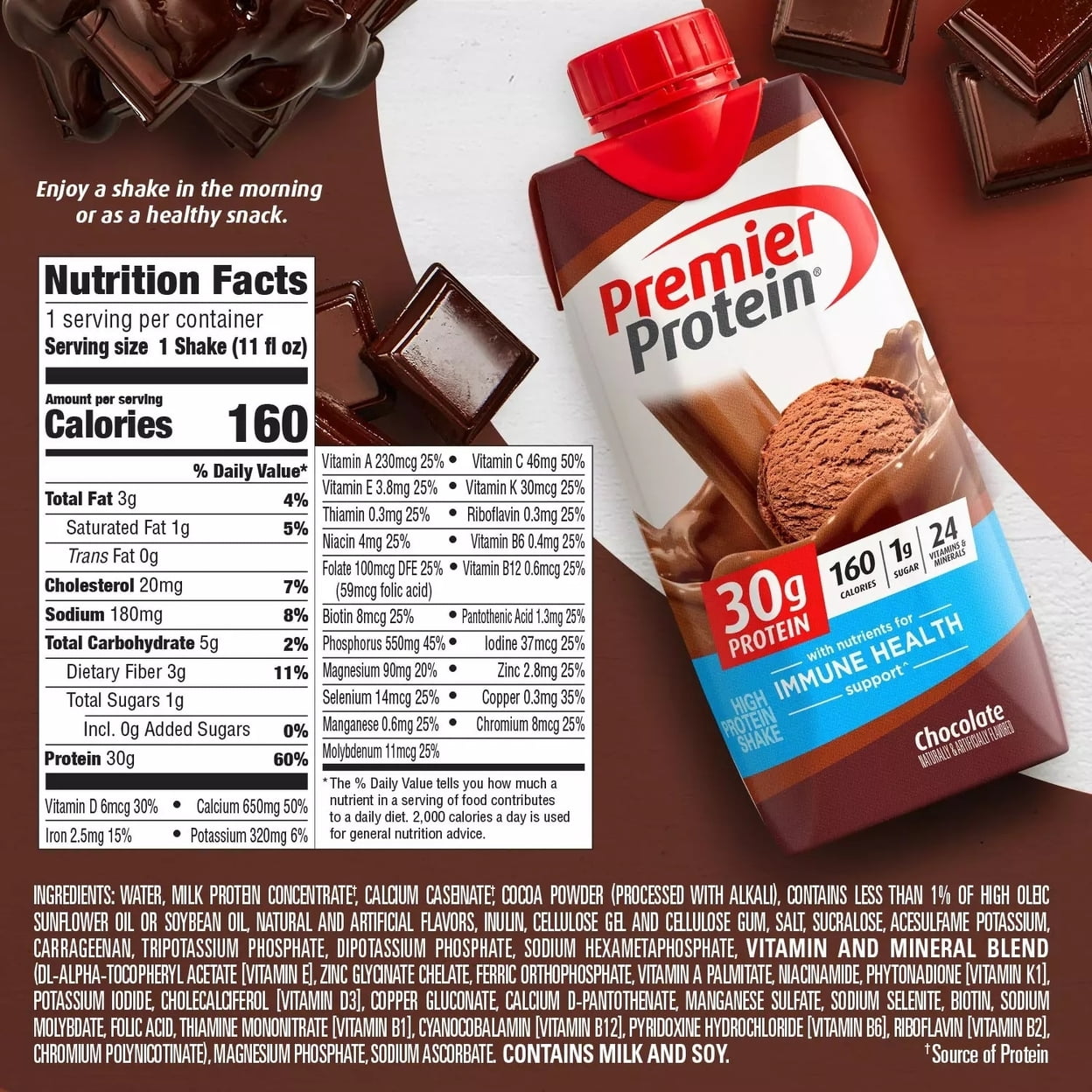 Premier Protein High Protein Shake Chocolate 11 fl oz 15 Pack