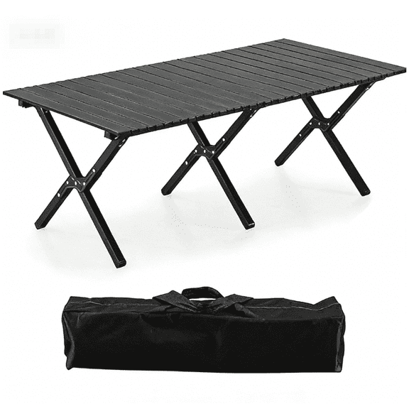 LapEasy Camping Table Portable, 47x23in Lightweight Aluminum Folding Table Card Table for Outdoor, Beach, Indoor, Office