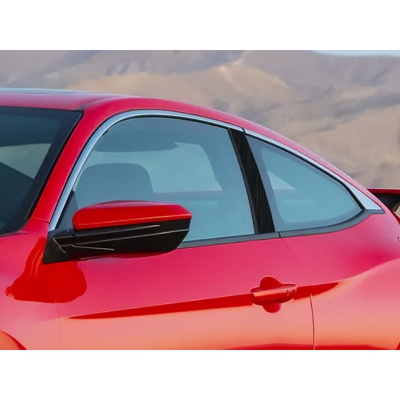 Rvinyl Pillar Post Window Trim Compatible with Honda Civic 2016-2023 (Coupe) - Aluminum (Brushed