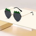 thumbnail image 3 of AJGRHE Strawberry Shape Sunglasses Retro Trendy Fun Sunglasses for Women Men Christmas Decorations Party Favor Black, 3 of 4