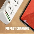 thumbnail image 4 of LDNIO LDNIO SC10610 10-Outlet Power Strip with 6 USB Ports, 30W PD+QC Fast Charging, 210cm Cable, White PC Material, 2500W Max, Compact Design for Home & Office Use, 4 of 6