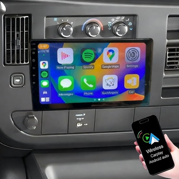 Gsuatey Car Stereo Radio for Chevrolet Express Van 2008-2011 with Wireless CarPlay Android Auto Android15 10 Inch IPS Touchscreen with FM RDS Bluetooth GPS WiFi SWC Backup Camera MIC