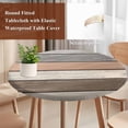 thumbnail image 5 of Vintage Dark Grey Stripes Round Fitted Table Cover Peeling Paint Effect Theme Waterproof Table Cloth with Elastic Edge Wipeable Tablecloth for Picnic Camping Party Fits 45"-54" Diameter, 5 of 8