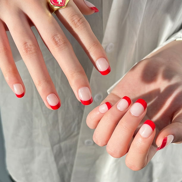 Simple red French style wearable nail art nail patch wearable nail nail piece nail patch nail piece Simple red French style wearable nail art nail patch wearable nail nail piece nail patch nail piece